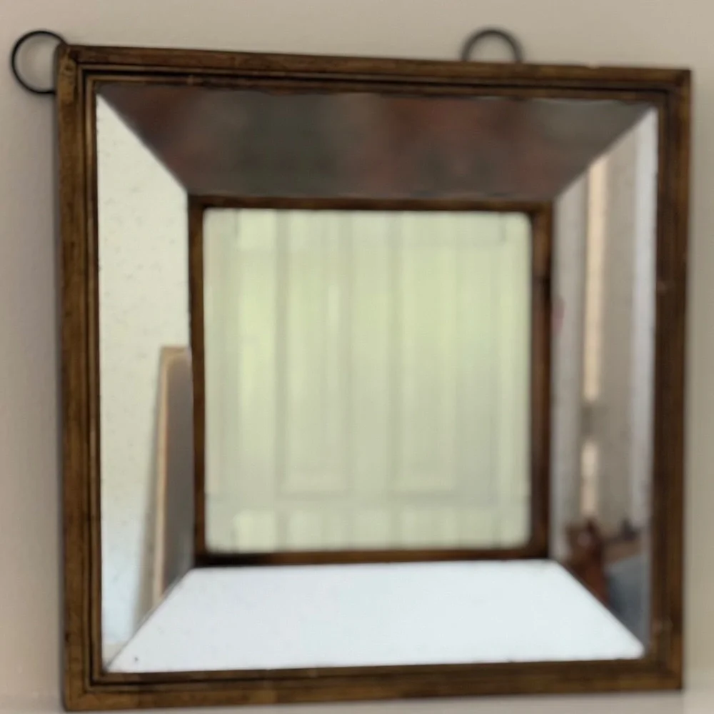 Beveled Gold Frame Mirror - 12 x 12 inches - Picture 1 of 4